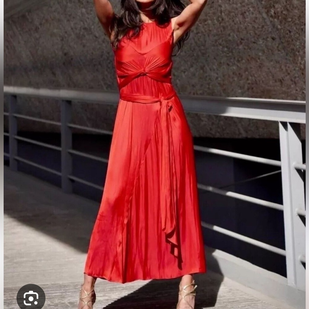 ZARA SIZE M RED SATIN EFFECT DRESS ZW COLLECTION